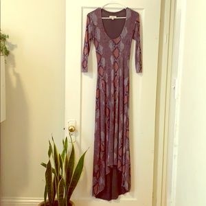 Snake print high low dress